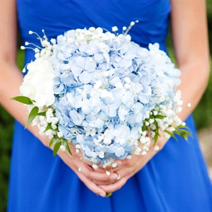Wedding flowers tied bouquets blue brown
