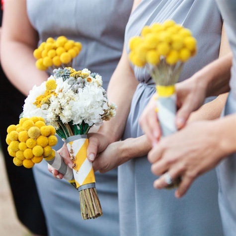 Yellow Craspedia Bridesmaid Bouquets